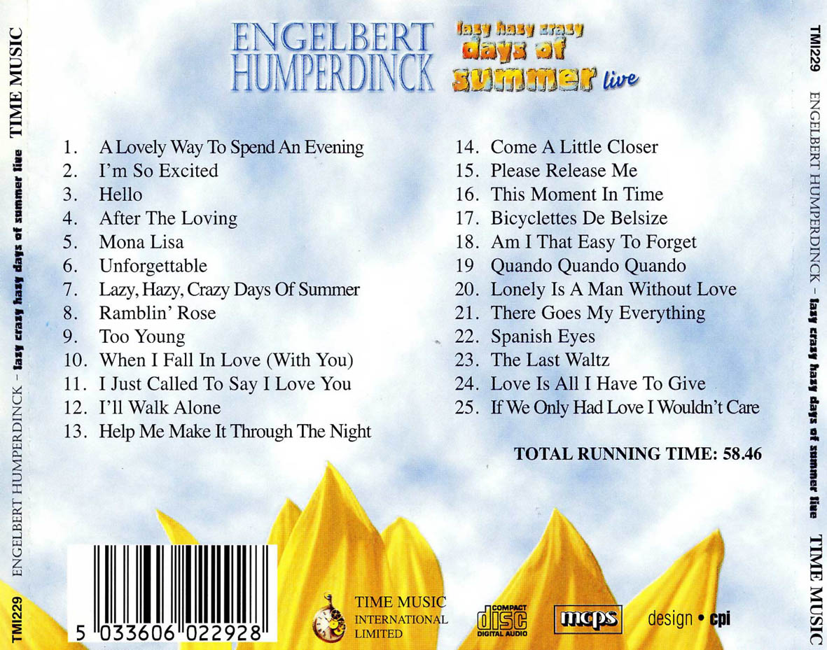 Engelbert Humperdinck  Lazy Hazy Crazy Days Of Summer Live : Back